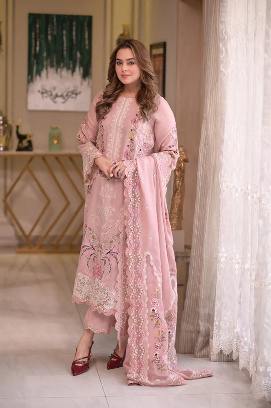 Eid Pink- 3 Piece Embroidered