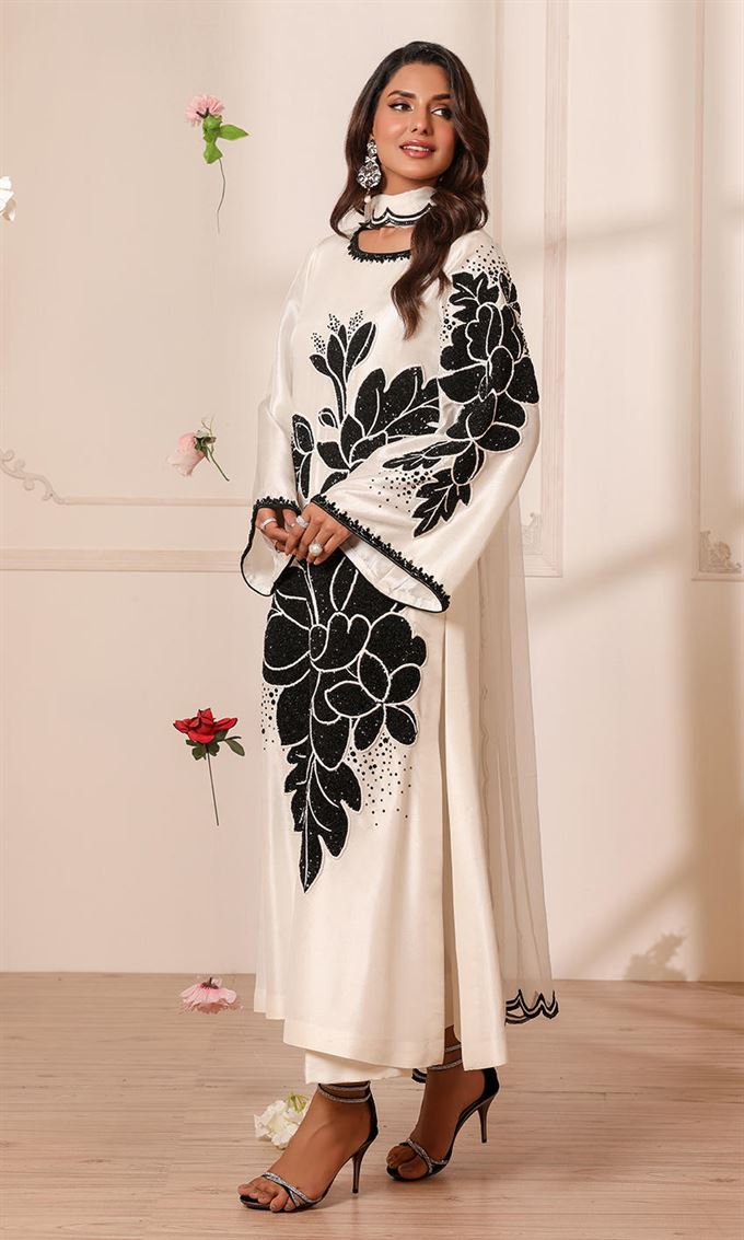 NOMI ANSARI EMBROIDERED SILK
