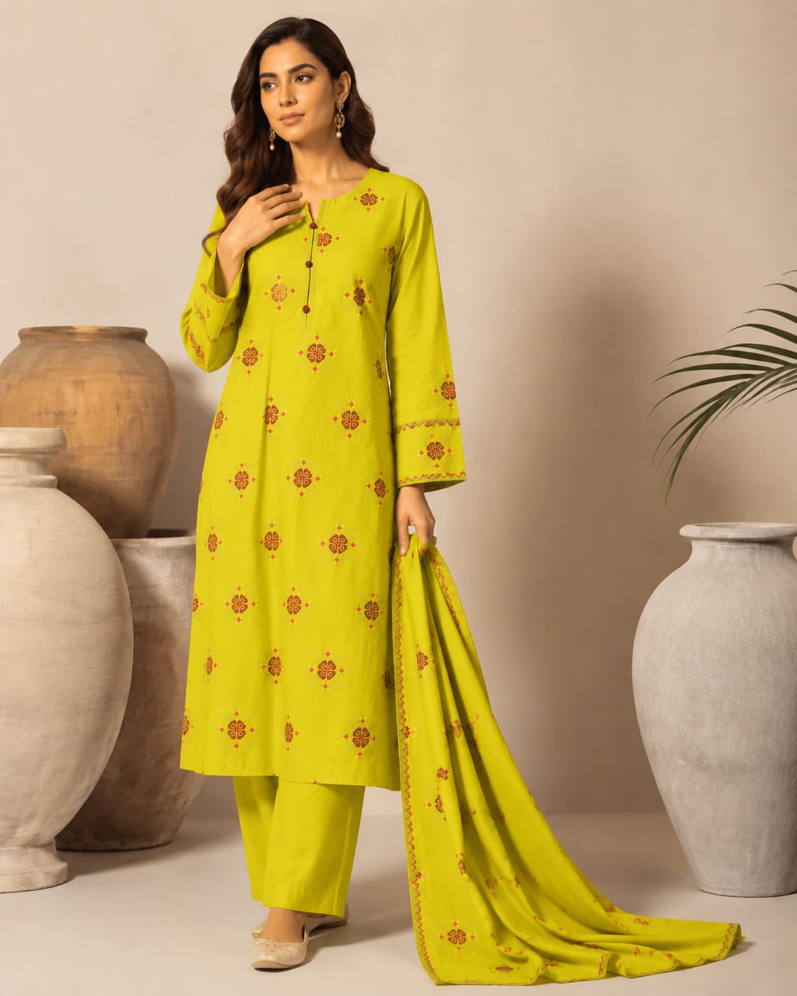 Elegant Embroidered 3-Piece Suit