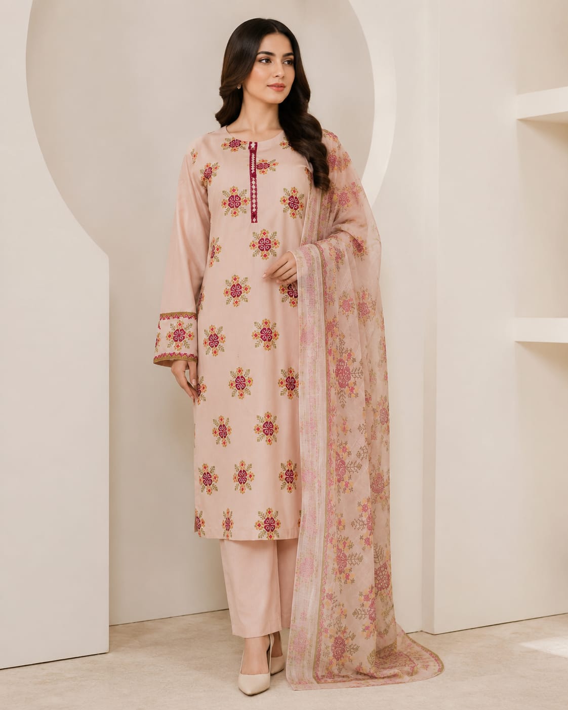 Elegant Embroidered 3-Piece Suit
